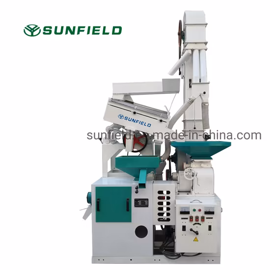 Sunfield 20dpt fraiseuses de riz combinées automatiques équipement de machines de traitement des grains de paddy avec riz Whitner Destoner Husker